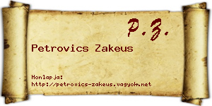 Petrovics Zakeus névjegykártya